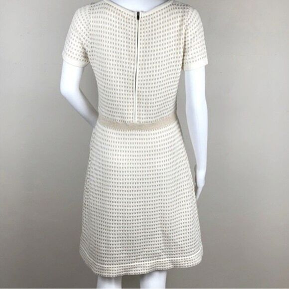 Anthropologie Sparrow Cream Gold Gilt Grid Sweater Dress Size Small - Picture 8 of 11